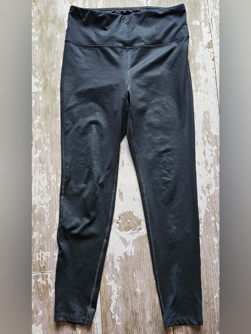Mono B Black Ladies Faux-Leather Leggings Size Large